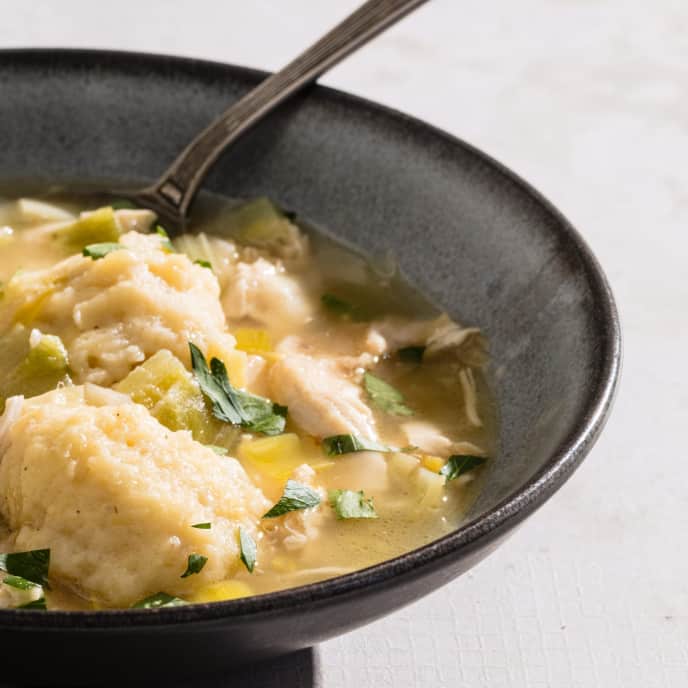 30 Minute Recipe Chicken and Leek Soup with Parmesan Dumplings Cook